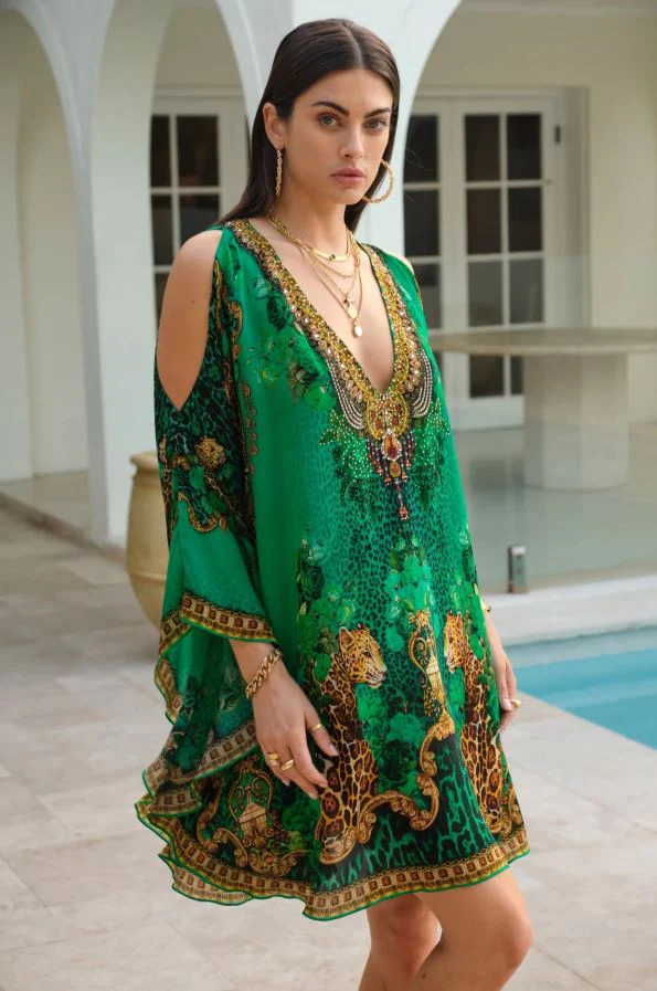 Emerald Leopardess Kaftan Dress - Image 3