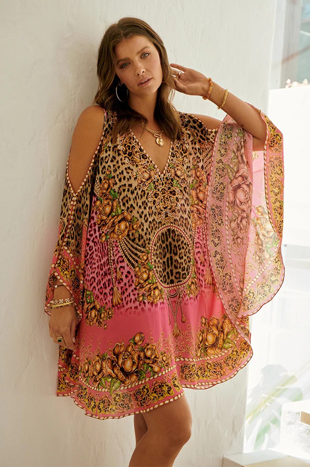 Pink Leopard Kaftan Dress - Image 2