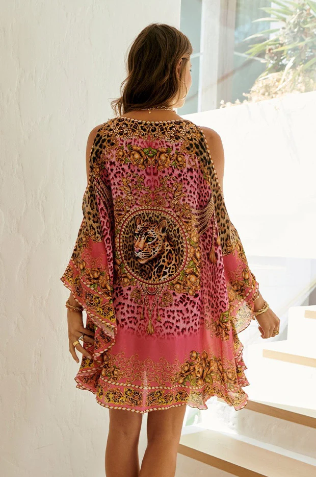 Pink Leopard Kaftan Dress - Image 3