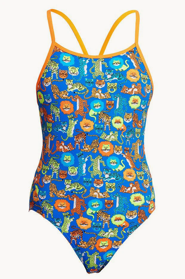 Girls Big Cat Bash Diamond Back One Piece - Image 3
