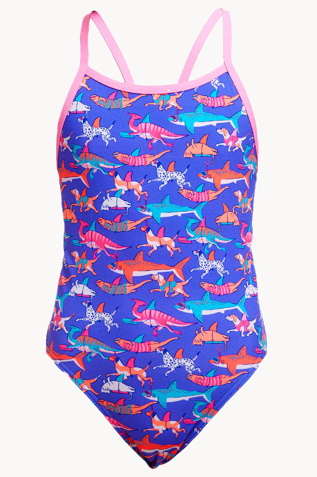 Girls Doggie Paddle Single Strap One Piece - Image 3