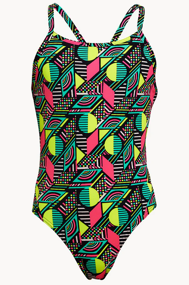 Girls Dot Matrix Diamond Back One Piece - Image 3