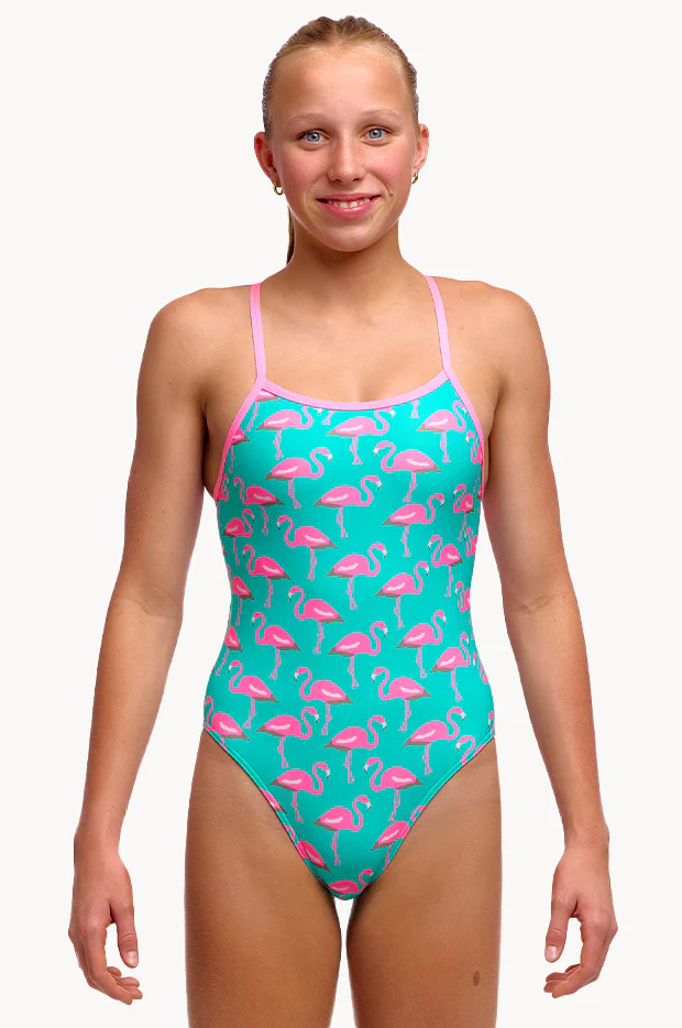 Girls Go Flamingo Single Strap One Piece