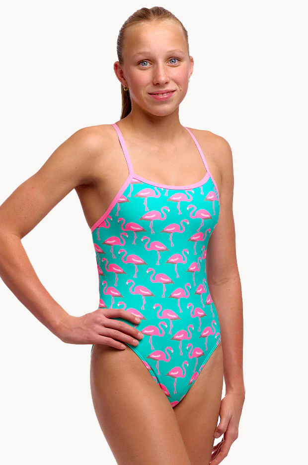 Girls Go Flamingo Single Strap One Piece - Image 3