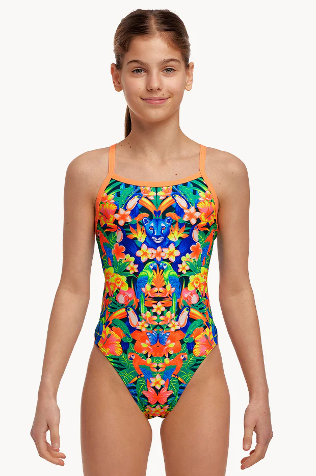 Girls Jungle Town Single Strap One Piece