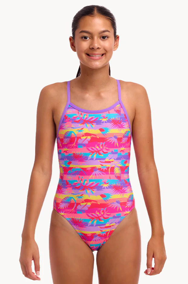 Girls Leave In Single Strap One Piece