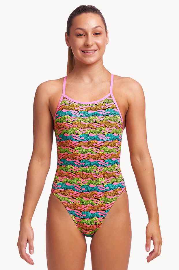 Girls Lying Cheet Single Strap One Piece