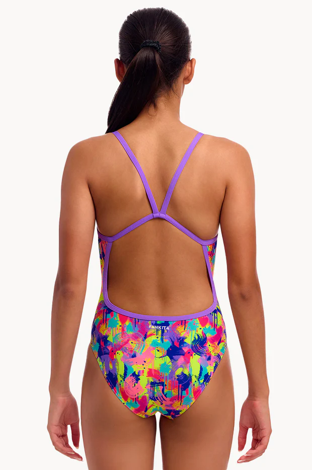 Girls Mess Match Single Strap One Piece - Image 2