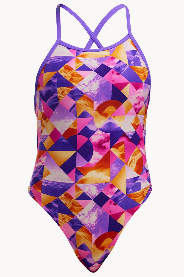 Girls Ocean Sunset Tie Me Tight One Piece - Image 2