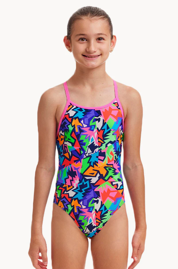 Girls Sharp Edges Diamond Back One Piece
