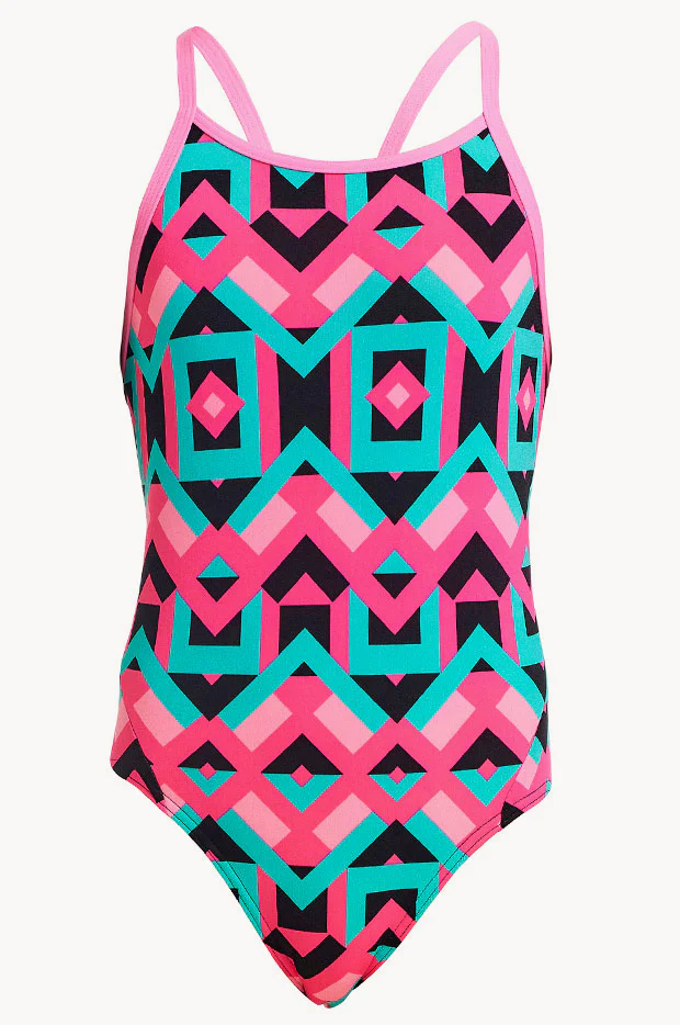 Girls Square Stare Diamond Back One Piece - Image 3