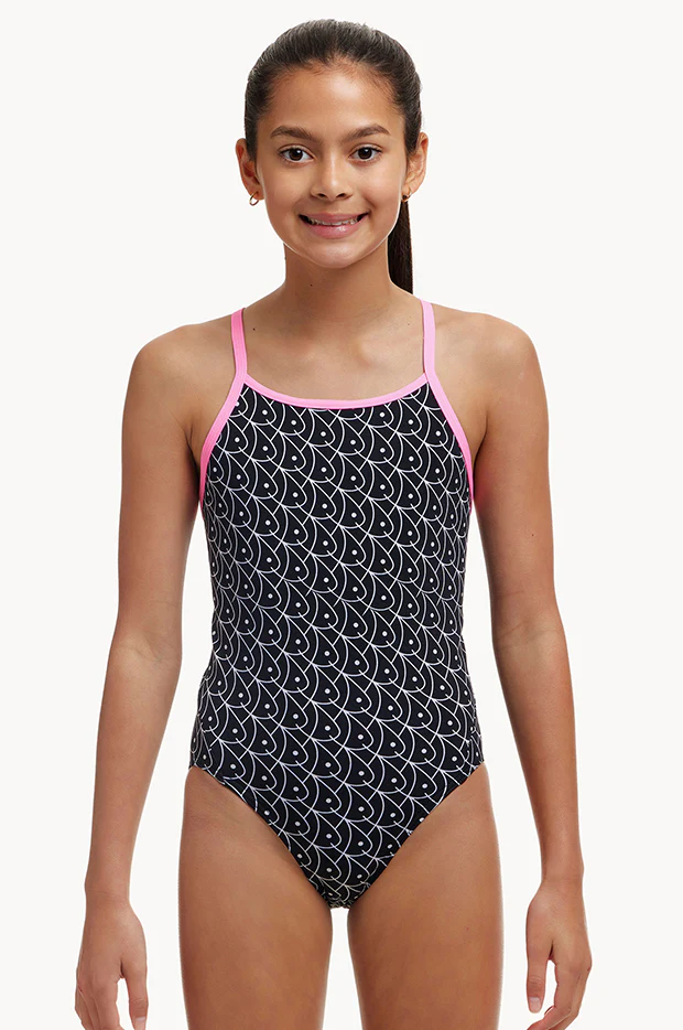 Girls Summer Fish Diamond Back One Piece