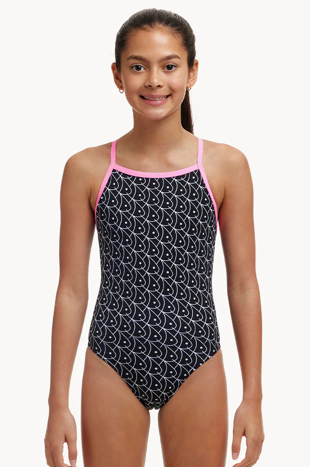 Girls Summer Fish Tie Me Tight One Piece