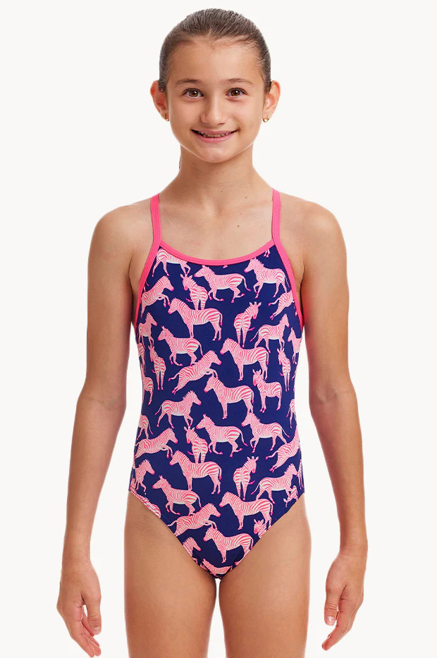 Girls Sweet Stripes Diamond Back One Piece
