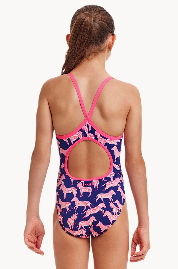 Girls Sweet Stripes Diamond Back One Piece - Image 2