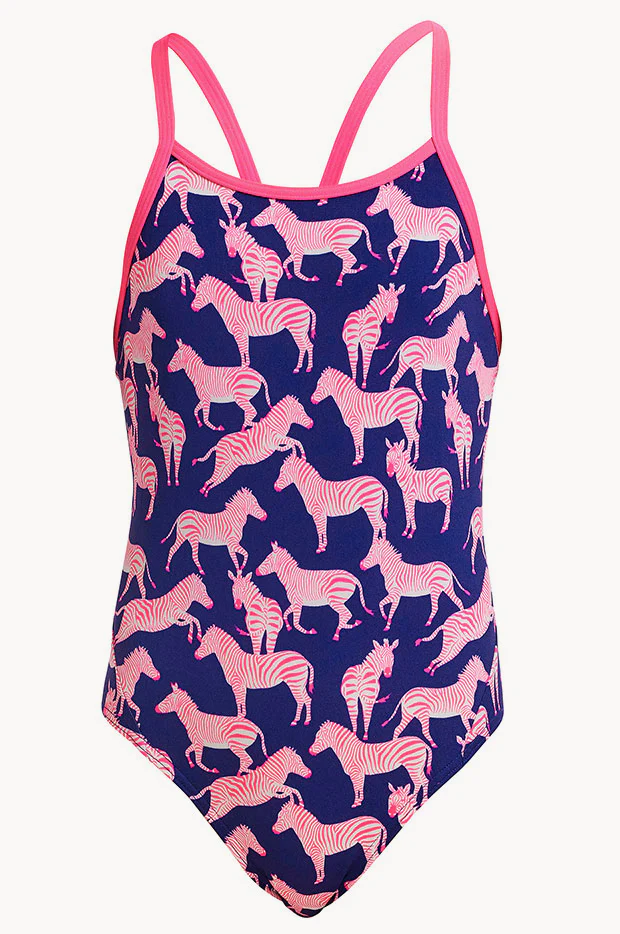 Girls Sweet Stripes Diamond Back One Piece - Image 3
