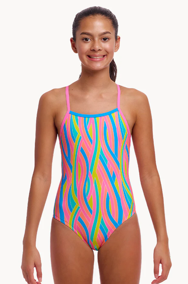 Girls Swirly Straws Strapped In One Piece