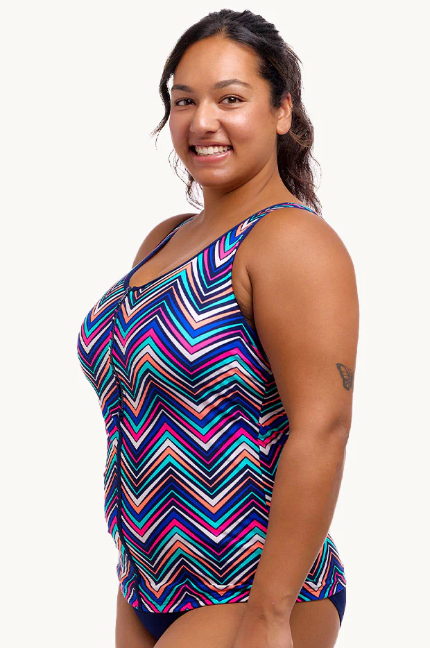 Point Out DD/E Cup Zip Front Tankini Separate - Image 3