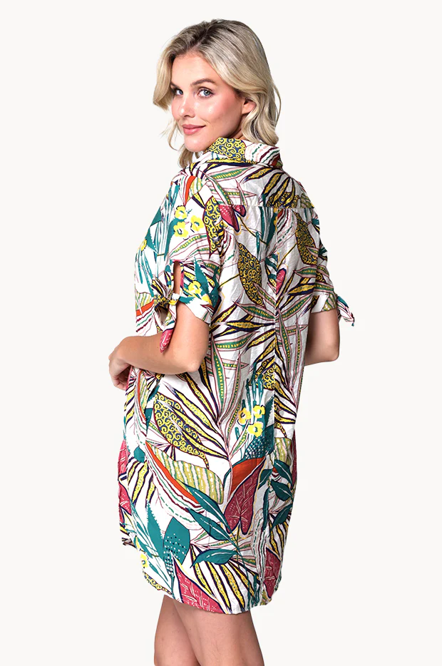 Funky Palm Tie Sleeve Button Shirt - Image 2