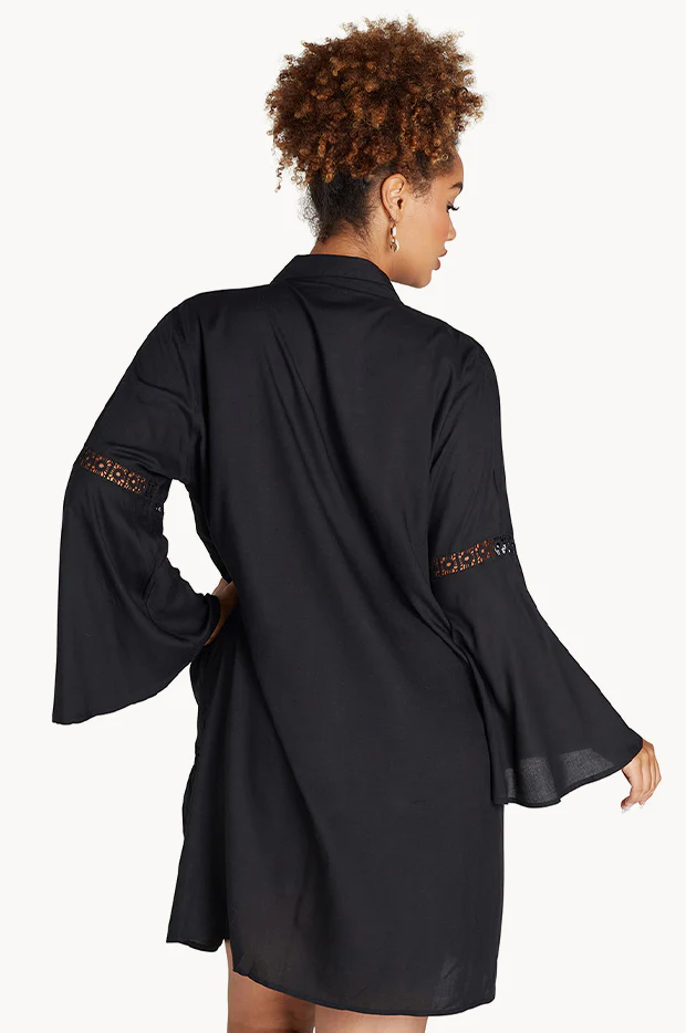 Collared Tiered Shirt With Lace - Image 2