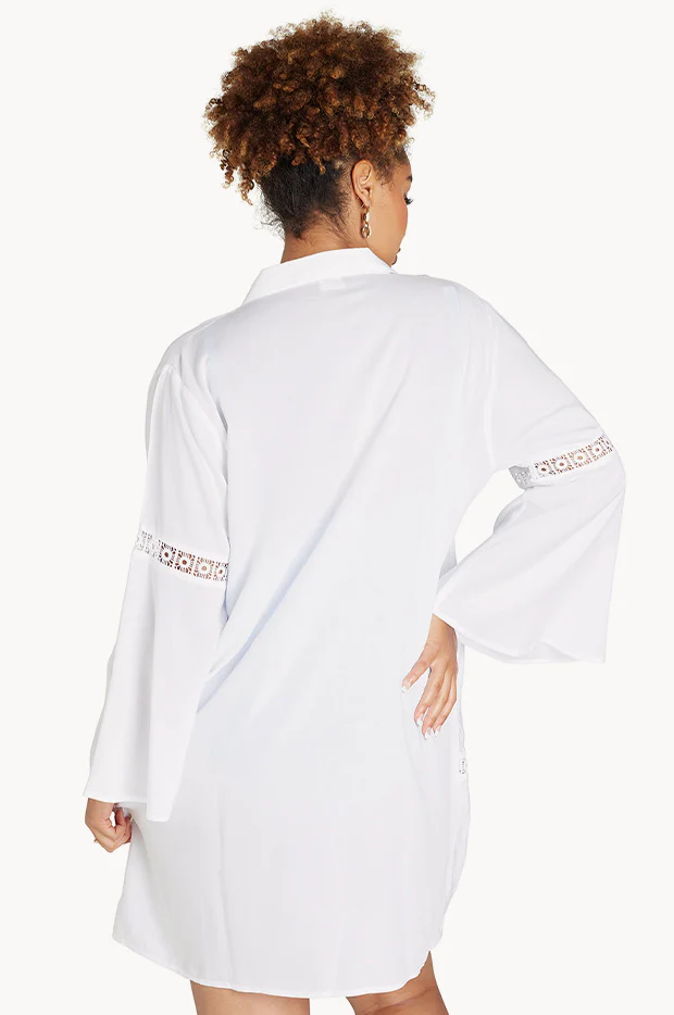 Collared Tiered Shirt With Lace - Image 2