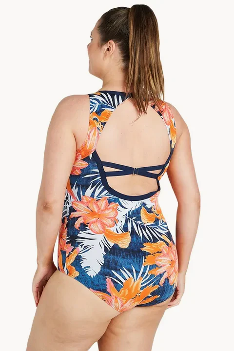 Coral Palm Mastectomy High Neck Racer One Piece - Image 2