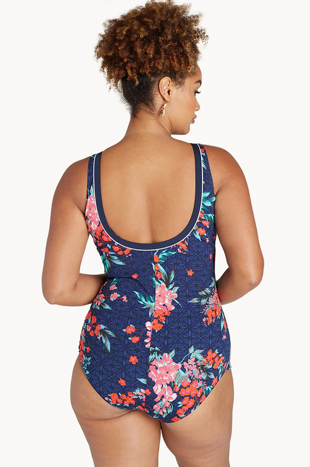 Japanese Blossoms Cross Over Sheath One Piece - Image 2