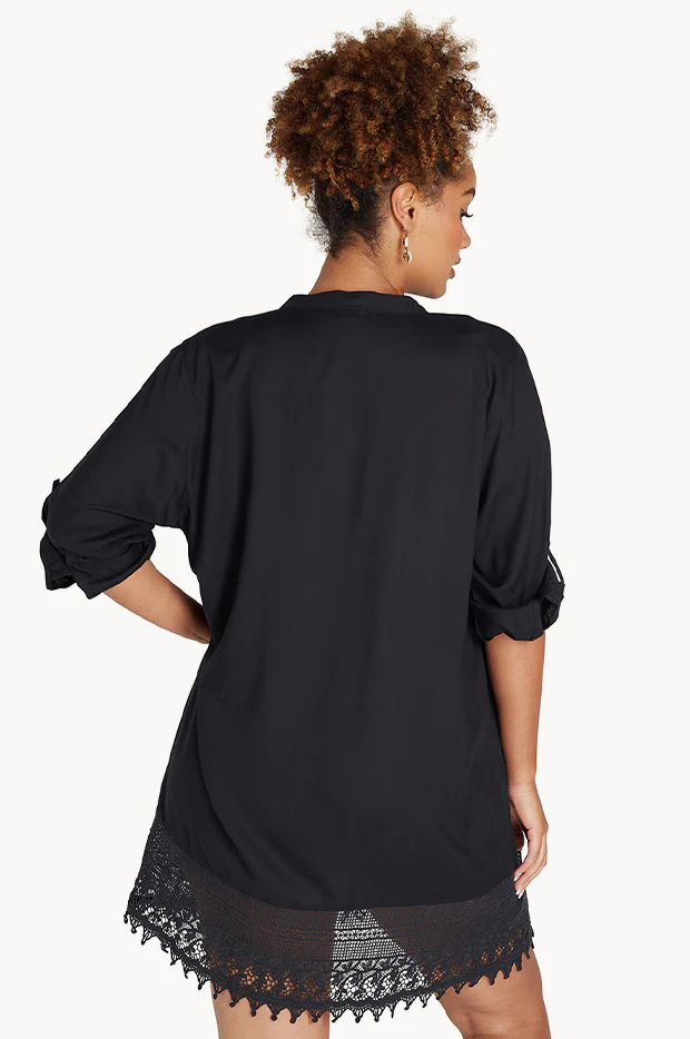 Pin Tuck Shirt With Lace Trim - Image 2