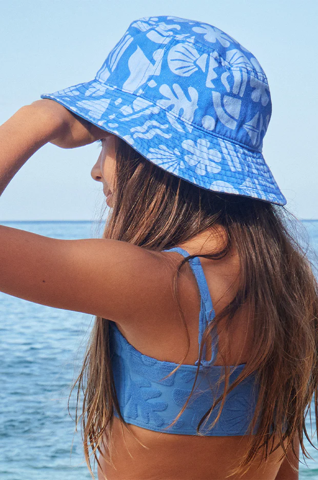 Girls Beach Check Tiny Honey Bucket Hat - Image 4