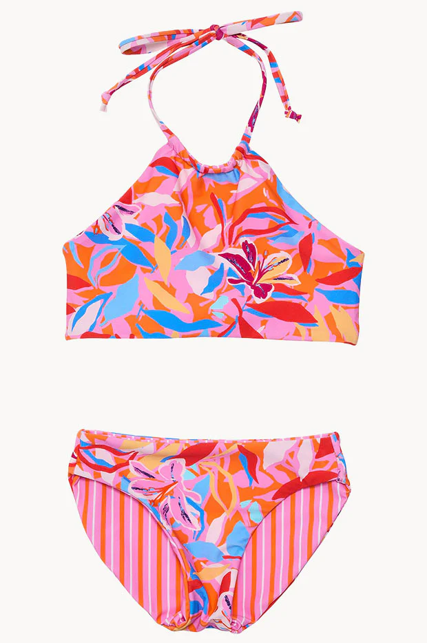 Girls Blooming Sunset Reversible Halter Set - Image 2