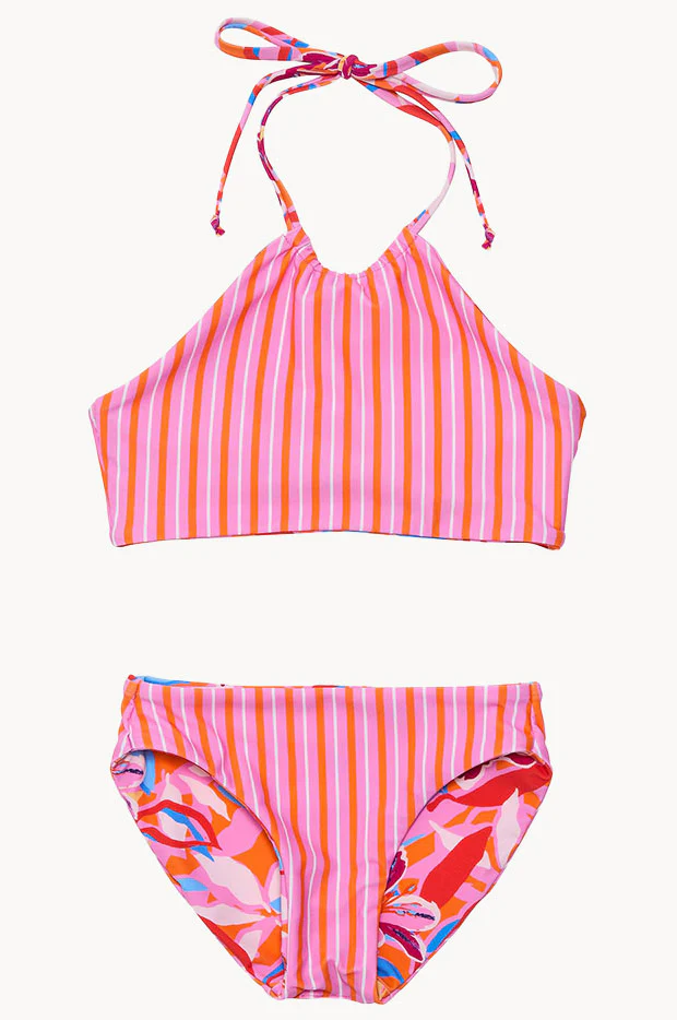 Girls Blooming Sunset Reversible Halter Set - Image 4