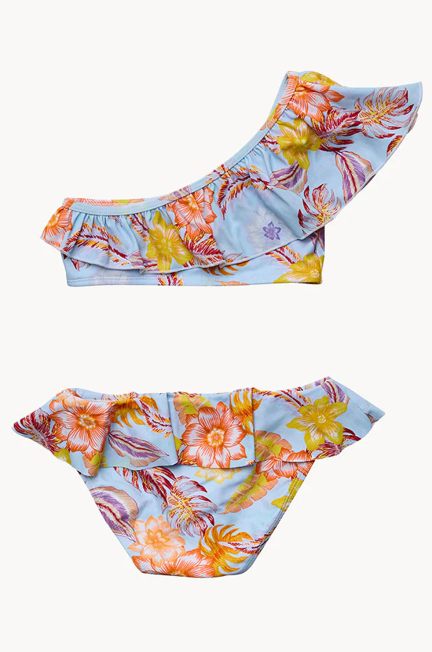 Girls Boho Tropical One Shoulder Frill Crop Set - Image 2