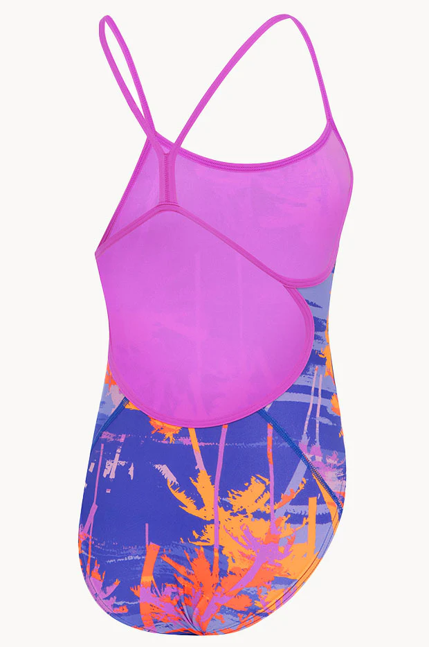 Girls Palms Allover Digital V Back One Piece - Image 2