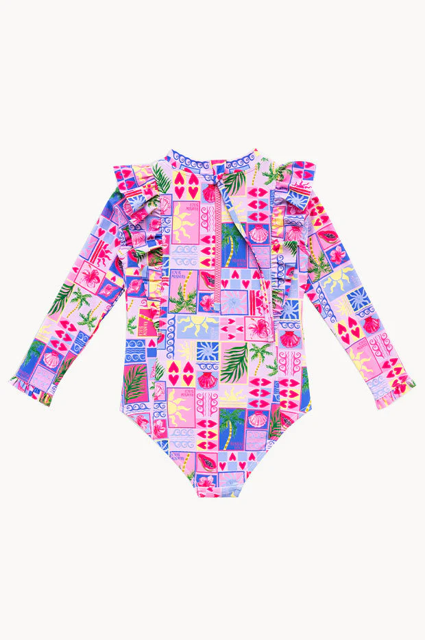 Girls Rainbow Beach Frill Sunsuit - Image 3