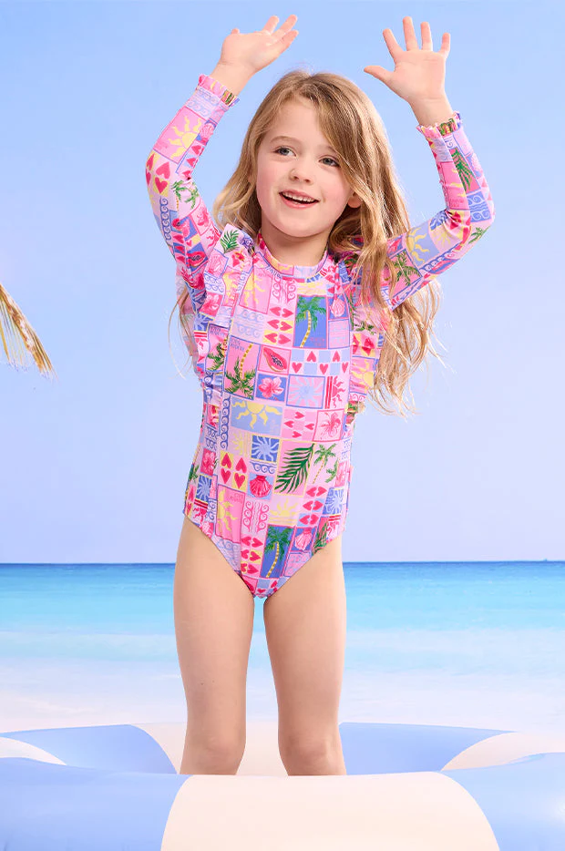 Girls Rainbow Beach Frill Sunsuit - Image 4