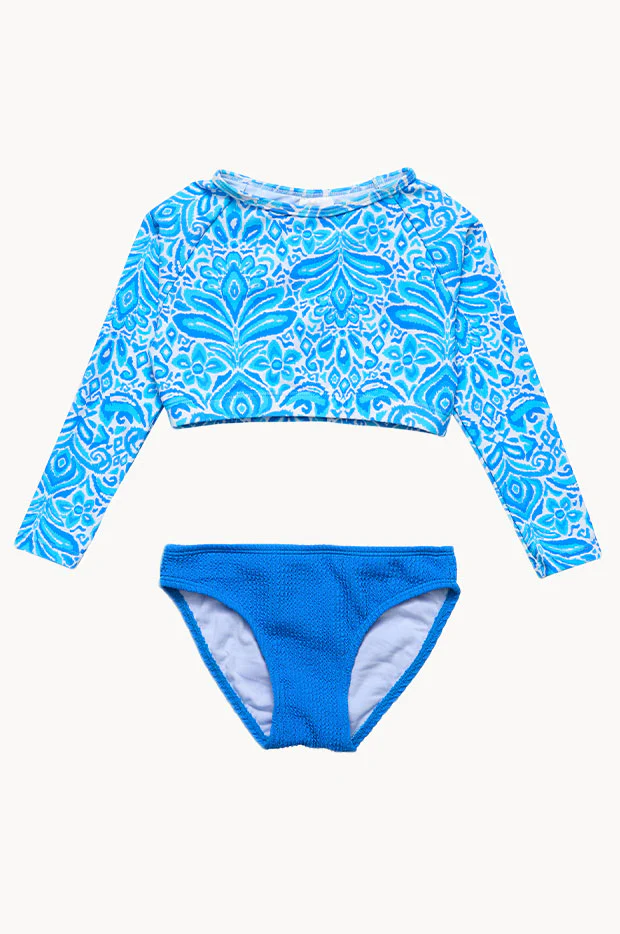 Girls Santorini Blue Crop Suntop Set - Image 3