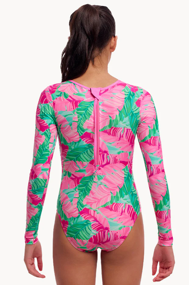 Girls Tropic Palm Long Shot Sunsuit - Image 2