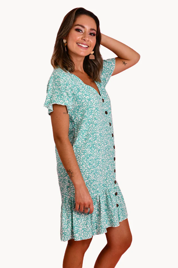 Blossom Cap Sleeve Button Dress - Image 2