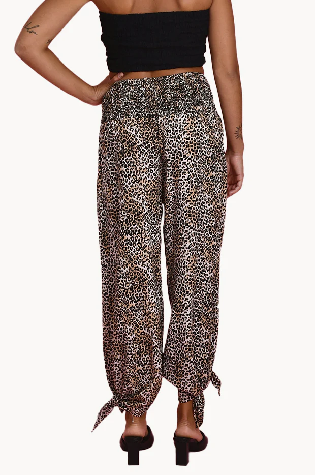 Cheetah Long Rouched Tie Pants - Image 2