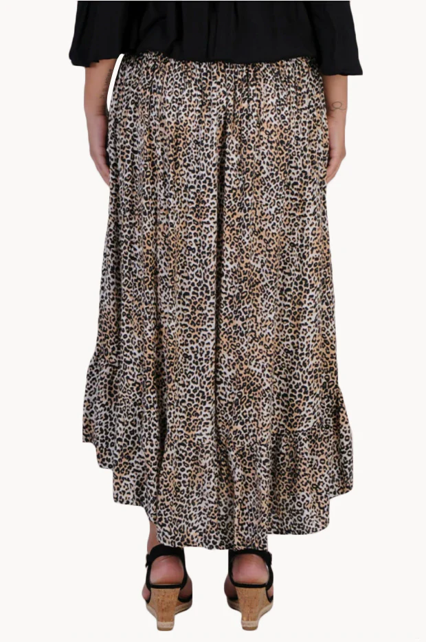 Cheetah Ruched Button Maxi Skirt - Image 2
