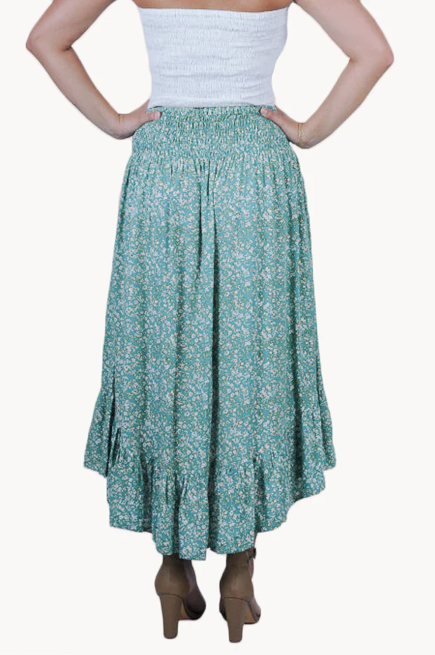 Ditsy Autumn Ruched Button Maxi Skirt - Image 2