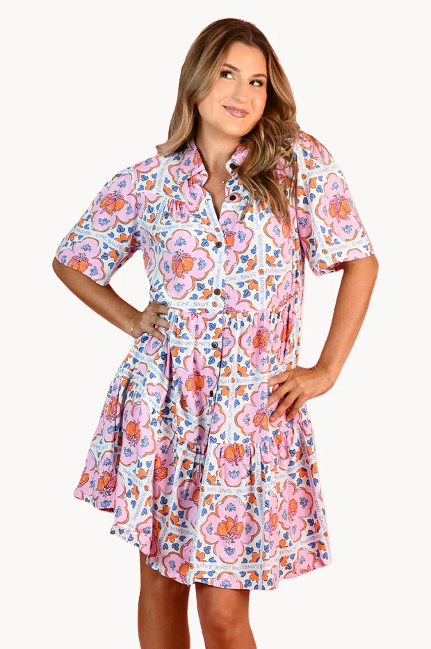 Lemon Tile Victoria Button Dress