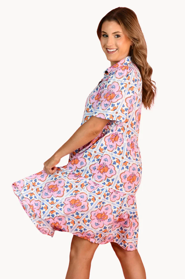 Lemon Tile Victoria Button Dress - Image 3