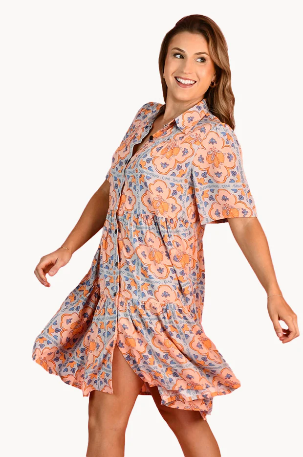 Lemon Tile Victoria Button Dress - Image 3