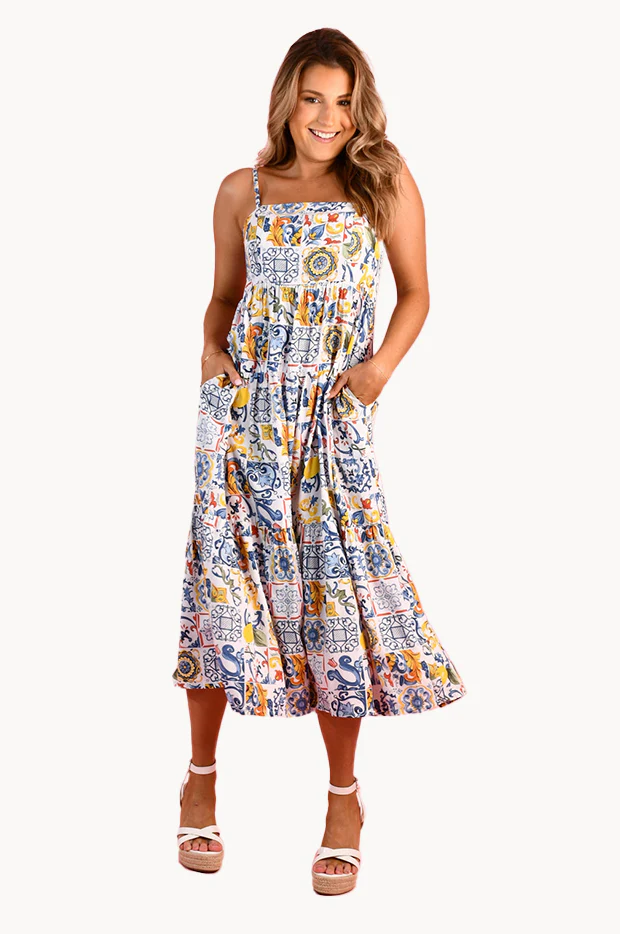 Moroccan Tiles Ellie Midi Dress - Image 2
