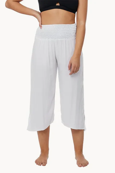 Plain 3/4 Rouched Tie Pants
