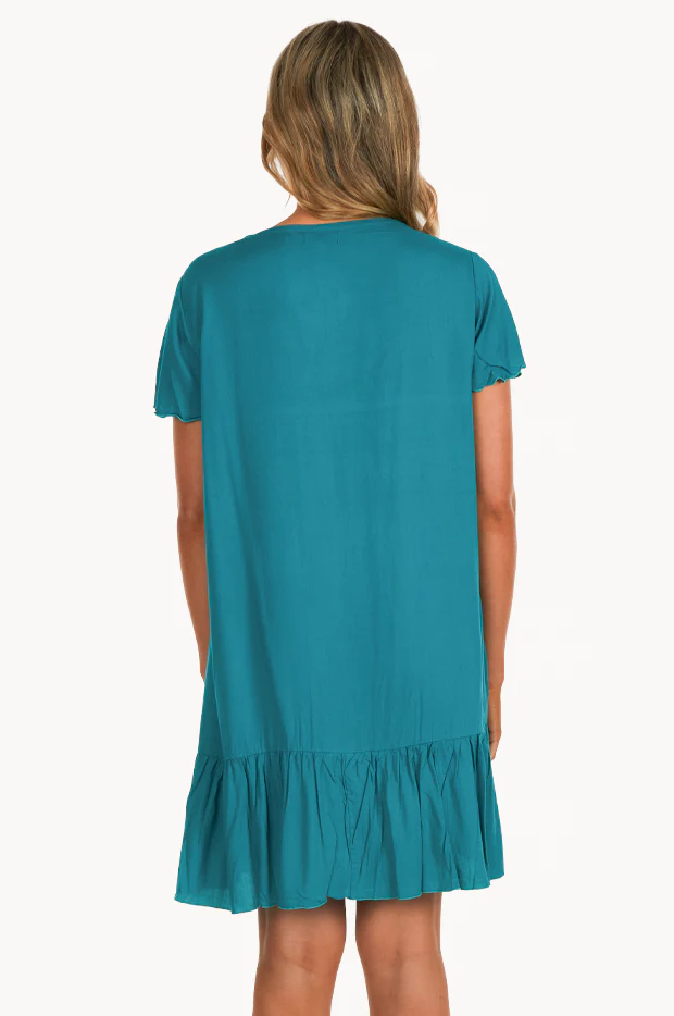 Plain Cap Sleeve Button Dress - Image 3