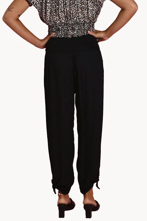 Plain Long Rouched Tie Pants - Image 2