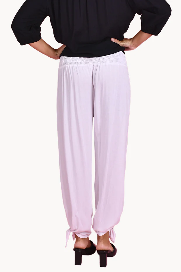 Plain Long Rouched Tie Pants - Image 2
