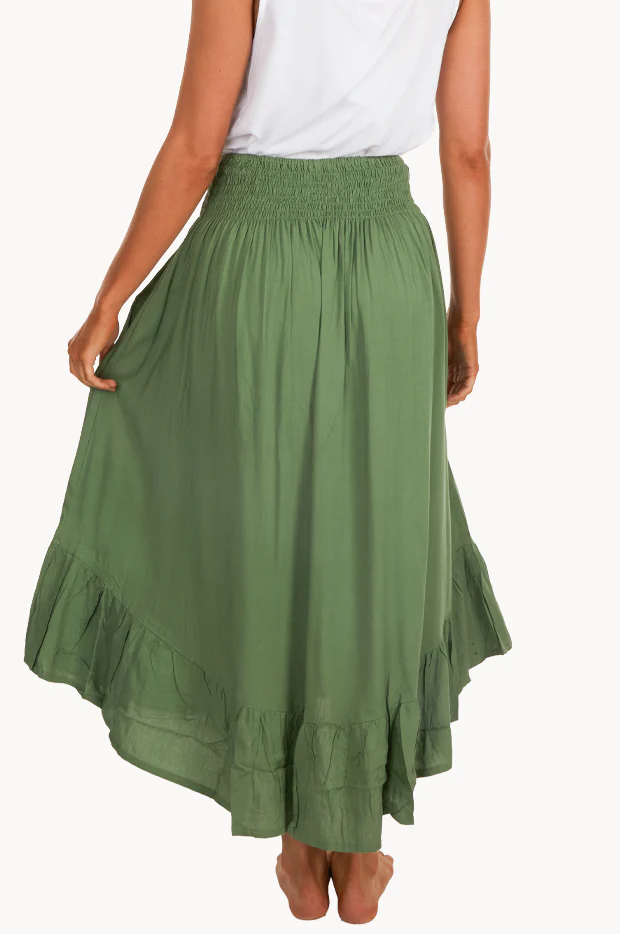 Plain Ruched Button Maxi Skirt - Image 2